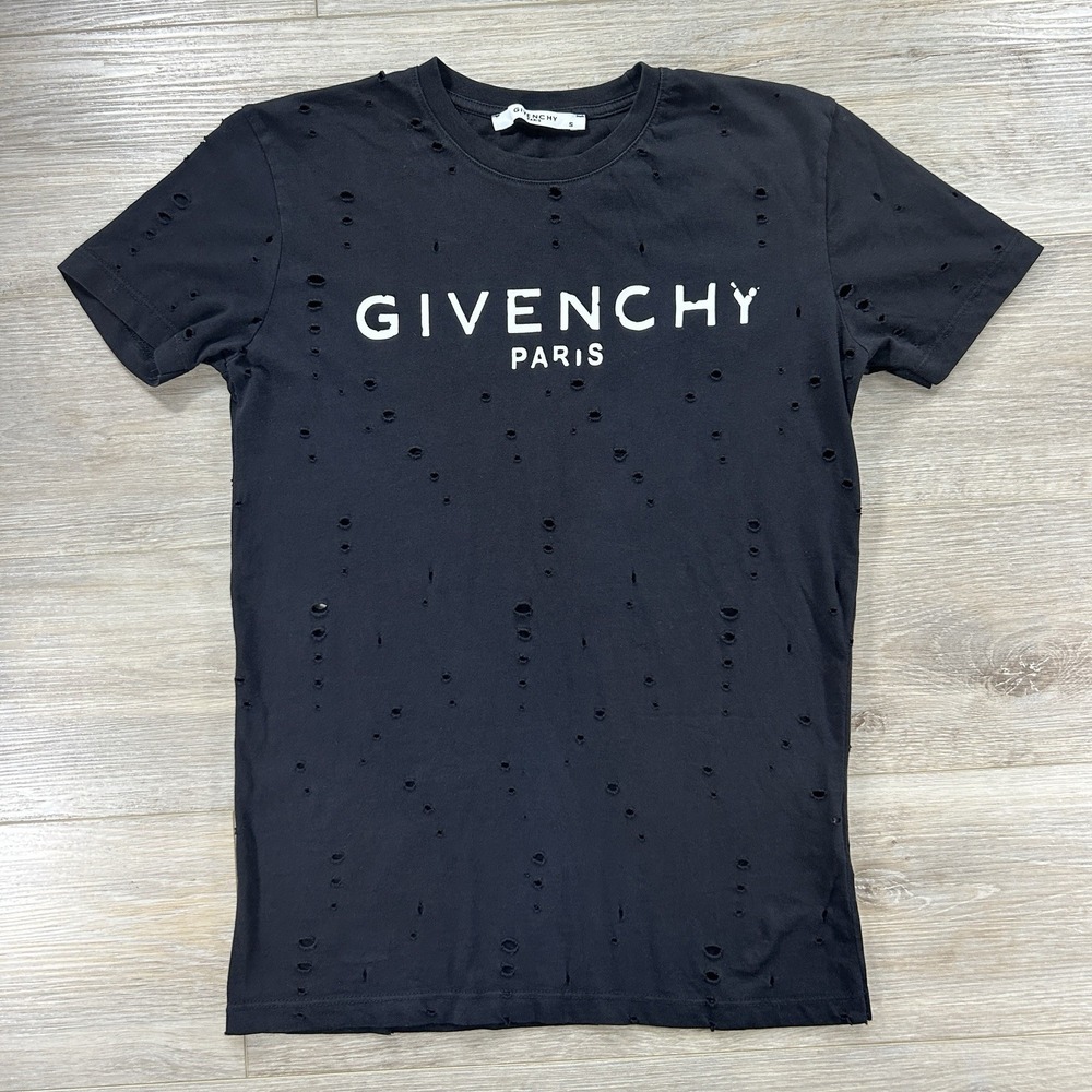 Givenchy‎ Women's Small Black Spell Out Logo Black T Shirt 100% Authentic
